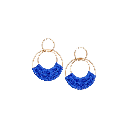 Blue Bohemian Drop Double Hoop Earrings