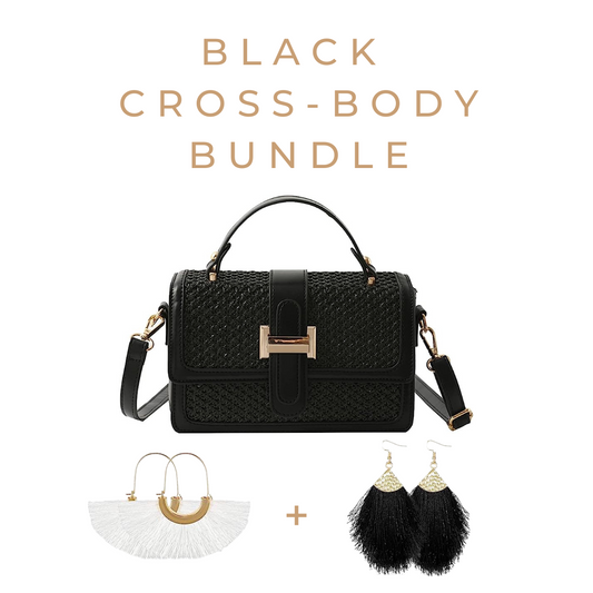 Black Cross-Body Bag & Earrings Summer Bundle